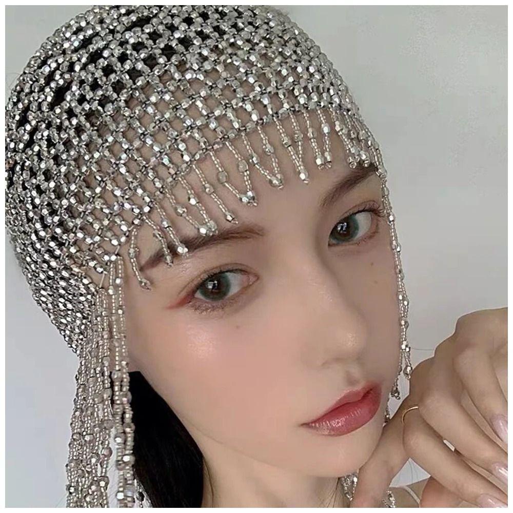 Handmade Belly Dance Head Cap Shiny Head Chain Bling Headband Bridal