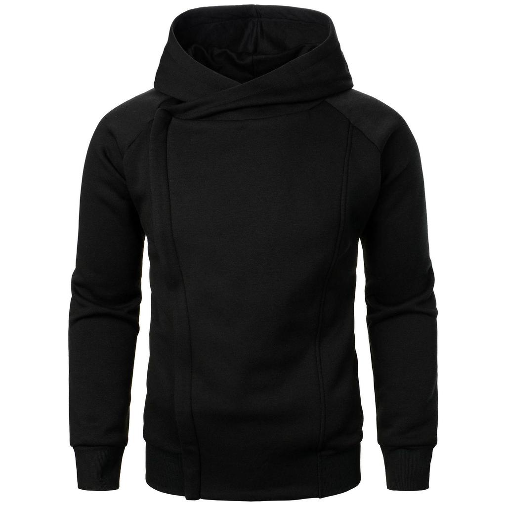 Men's Fashion Hoodie with Side Zipper - Solid Color Casual Cardigan