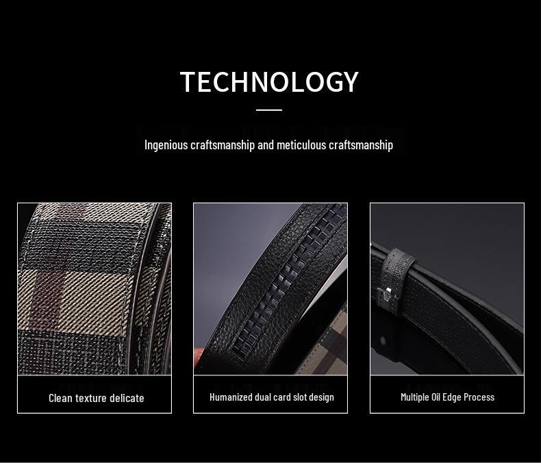 B Brand Men's Automatic Embossed Leather Belt - Versatile Business Style