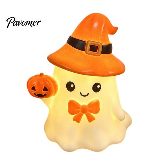 Cute Halloween Room Decor Ghost/Pumpkin LED Night Light for Desktop Decoration, Battery Party Operated Nursery with Warm Glow Home Small Gift Kids