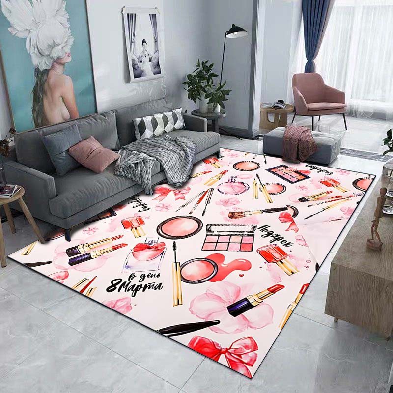 Fashion Beauty Lipstick High Heels Pattern Floor Rug 15 Sizes Living Room Bedroom Bedside Bathroom Floor Mat Area Rug Home Decor