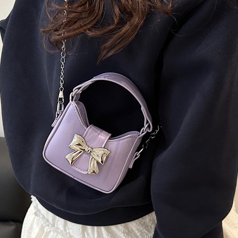 Niche bow handbag 2025 new Korean version mini chain messenger bag fashion lipstick earphones shoulder bag