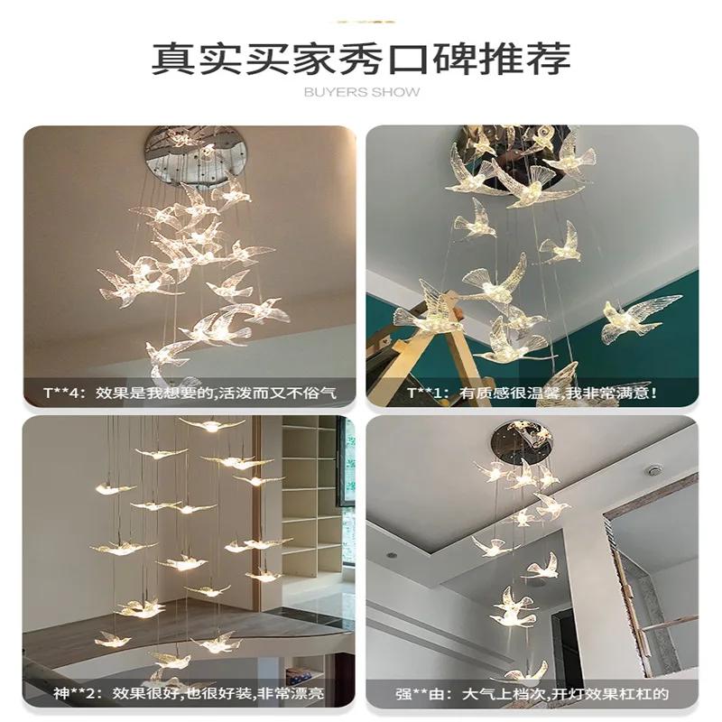 Led Bird Pendant Lamp Home Decoration Lighting Hanging Lamp Design Loft Living Room Showroom Apartment Ceiling Villa Chandelier
