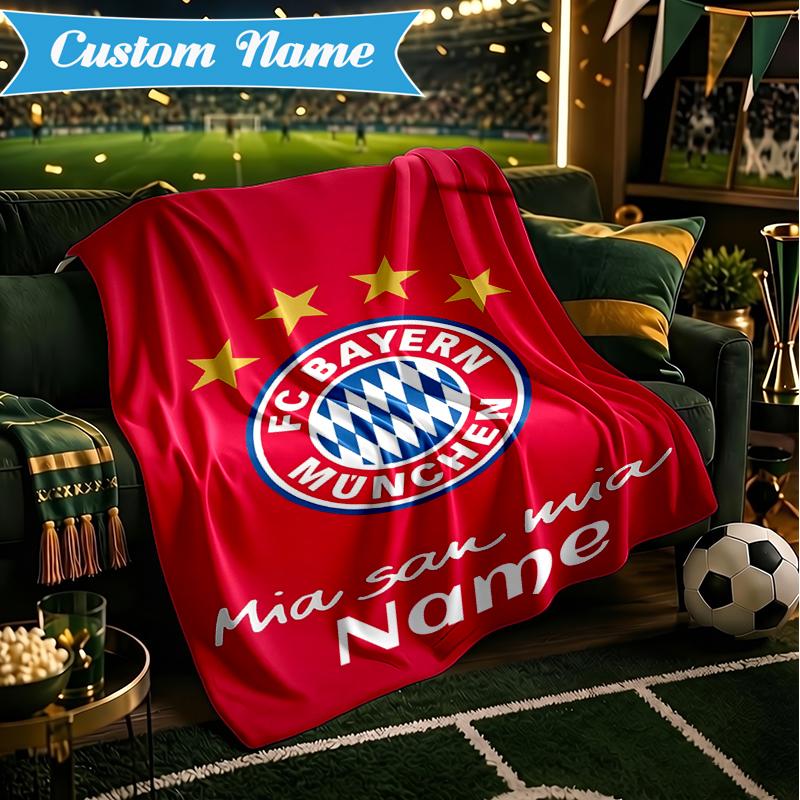 Custom Name Bayern Munich Crest Blanket Lightweight Ideal Bedding Blanket Perfect for Travel, Camping, Living Rooms, Sofas, Christmas gift