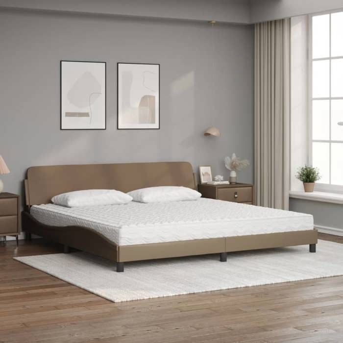 VidaXL Lit avec matelas cappuccino 200x200 cm similicuir 3208481