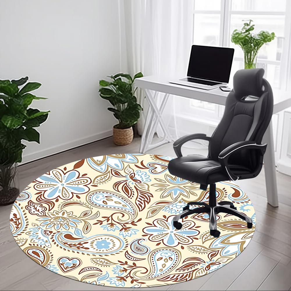 1pc Paisley Floral Pattern Chair Carpet for Office, Non-slip, Soft and Durable Office Rug, Perfect for Office yy260131001