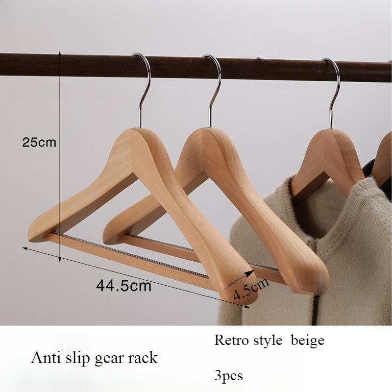 3pcs Non Slip Wide Shoulder Hanger Wooden Heavy Duty Strong Coat Hangers,Smooth Finish 360° Swivel Hook Solid Wood Hangers Shirt Suit Closet Organizer