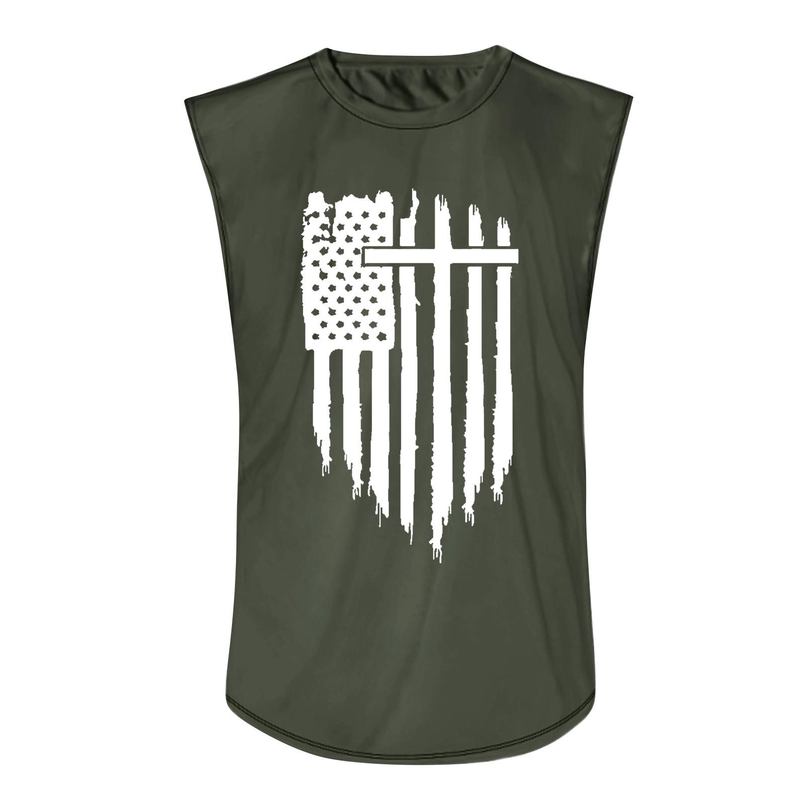 Летний мужской однотонный поглощающий пот дышащий жилет без рукавов с принтом — фото 4