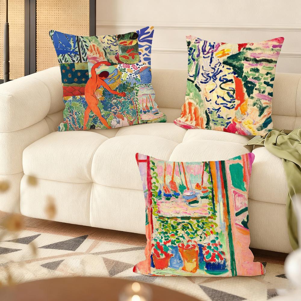 H-Henri M-Matisse Painting Cushion Cover Soft Plush Double-Sided Printed Sofa Pillow Cushion Cover | Cozy All-Season Decor Gift
