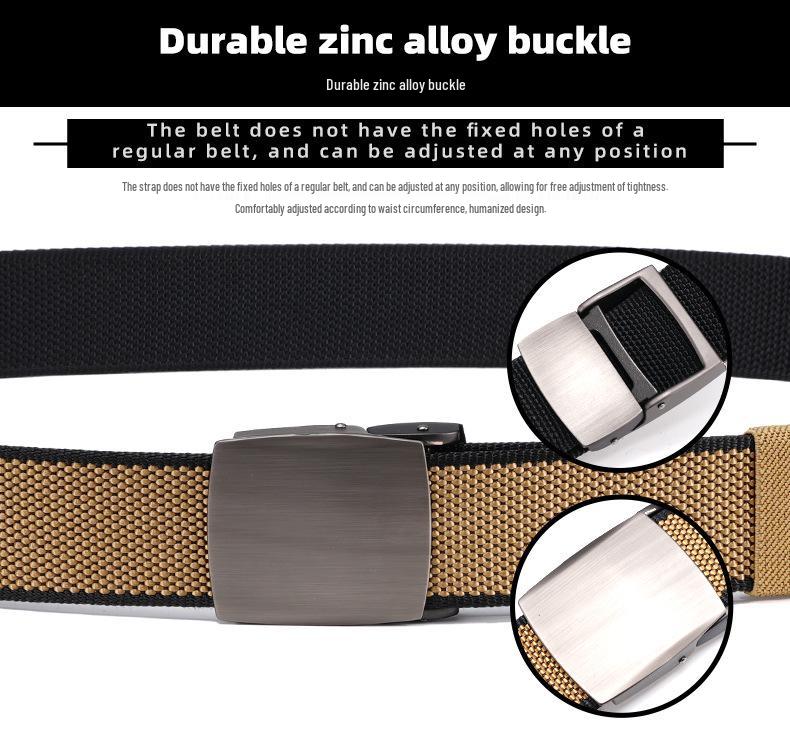Men's Nylon Woven Canvas Belt with Automatic Buckle - Youth & Student Casual Tactical Belt