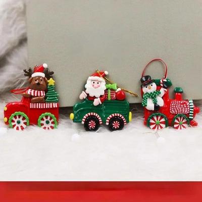 Vánoční párty dekorace Kreslené přívěsky Santa Claus Sněhulák Sob v autě Ozdoby na vánoční stromek Domácí párty dekorační potřeby