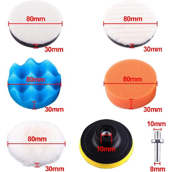 SIQUK 38 Pieces Car Polishing Pad Kit 3 Inch Buffing Pads Foam Polish Pads Polisher Attachment For Drill