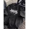 Vintage Kyselý Wash Síla Gotický Kovový Font Grafické Tričko Oversized Streetwear Neformální Bavlněná Topy pro Muže Ženy