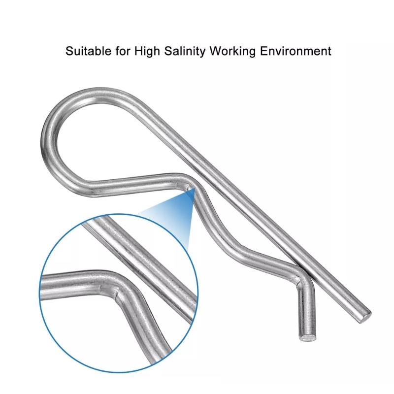 R Shaped Spring Cotter Pins Assortment Steel Hairpin Clips Boat Hardware Accessories for Long Service Hitch Pin Security