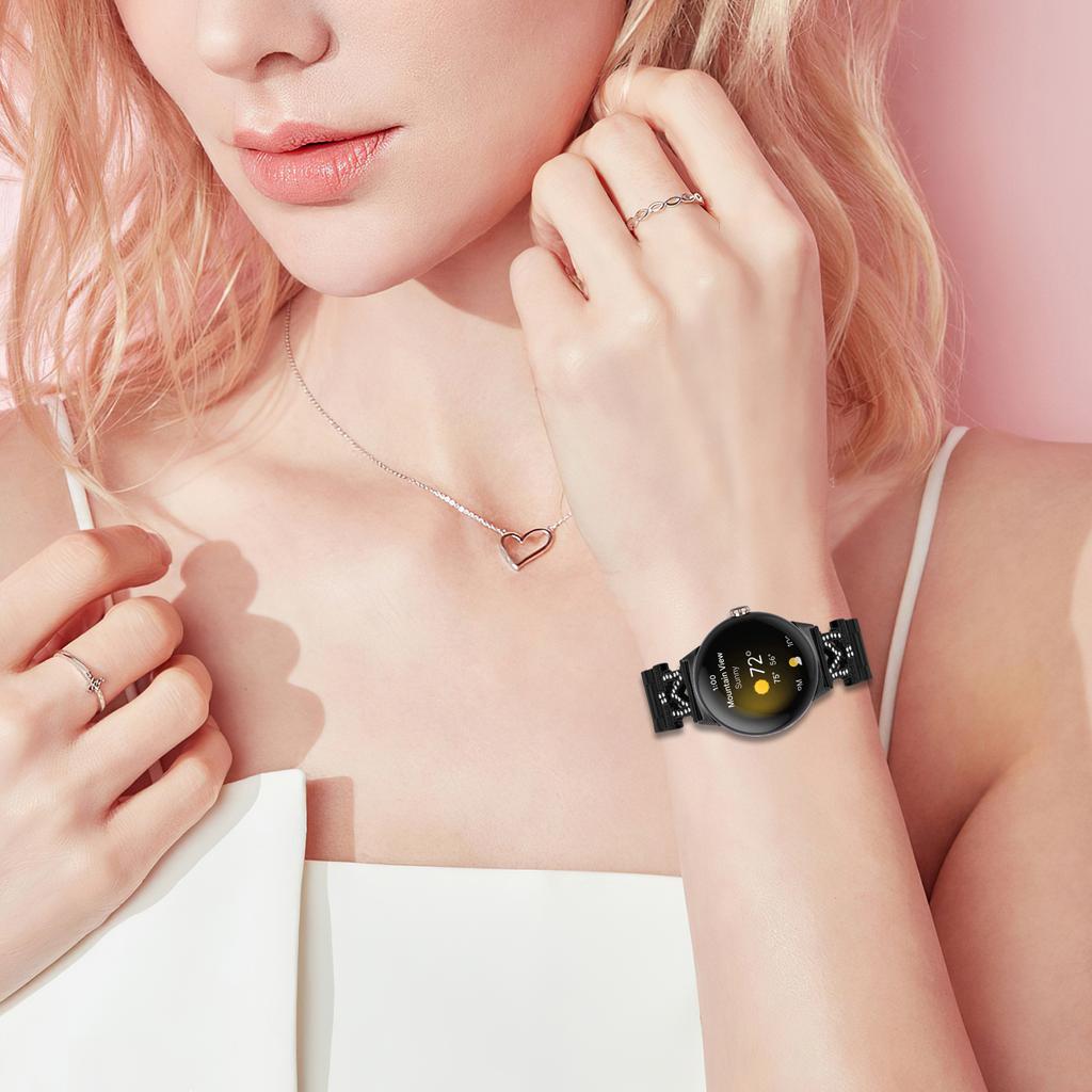 For Google Pixel Watch 2/Pixel Watch Watch Strap Rhinestones Decor 3 Beads Stainless Steel Watch Band