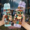 1PC Back To School Owl Text Print 750ml Color Plastic Sports Water Bottle Leakproof Flip Straw Lid Suitable for Sports Office Home Use
