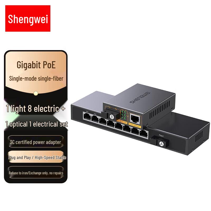 Shengwei BGH318P2 Gigabit POE Single-Mode Fiber Optic Transceiver