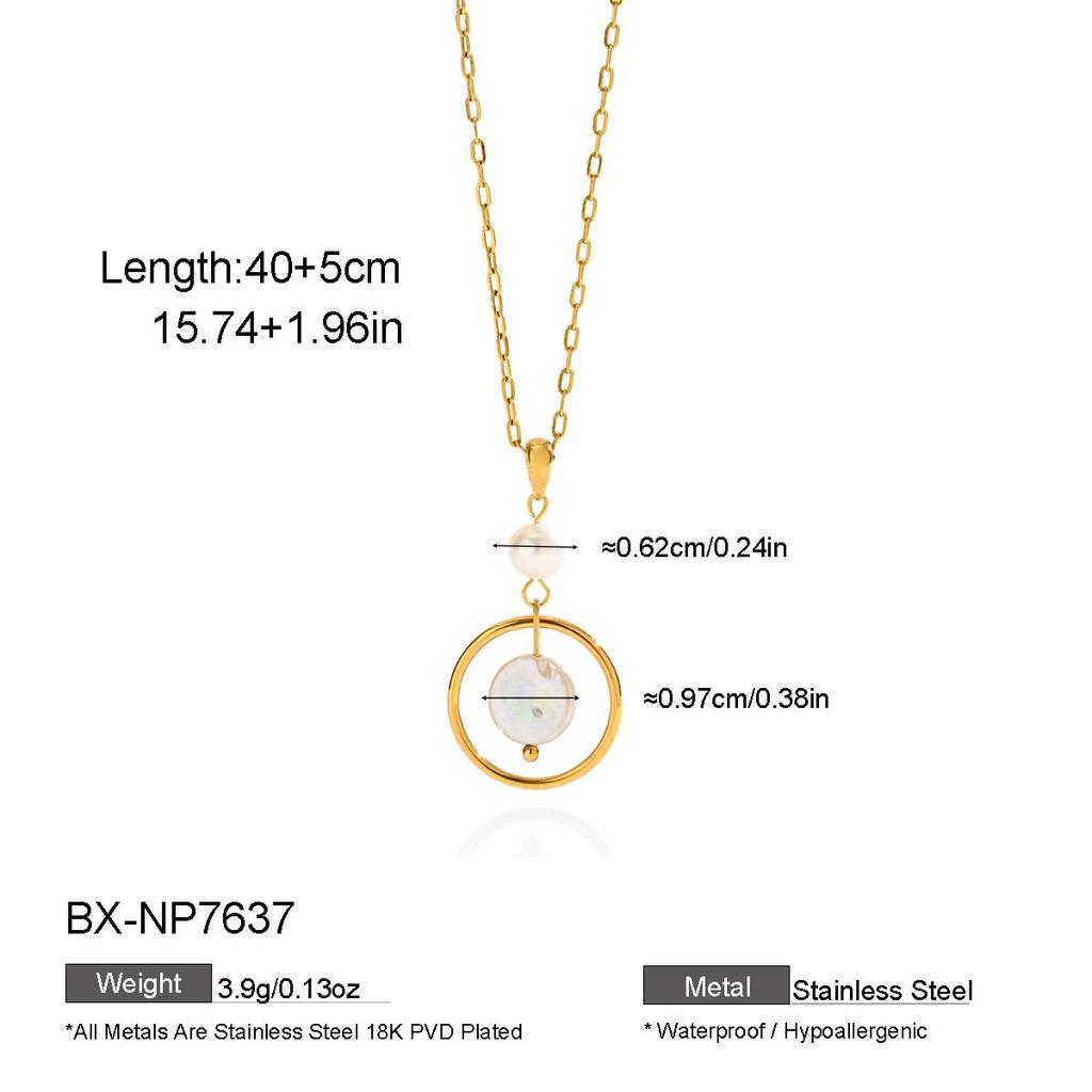 European & American Gold-Plated Stainless Steel Baroque Freshwater Pearl Necklace - Light Luxury, High-End, Non-Fading