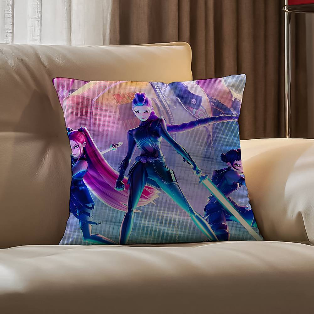 K-Pop D-Demon H-Hunters Pillow Case Anti-dustmite Pillowcase Invisible Zipper Silky Short Plush Sofa Cushion Cover