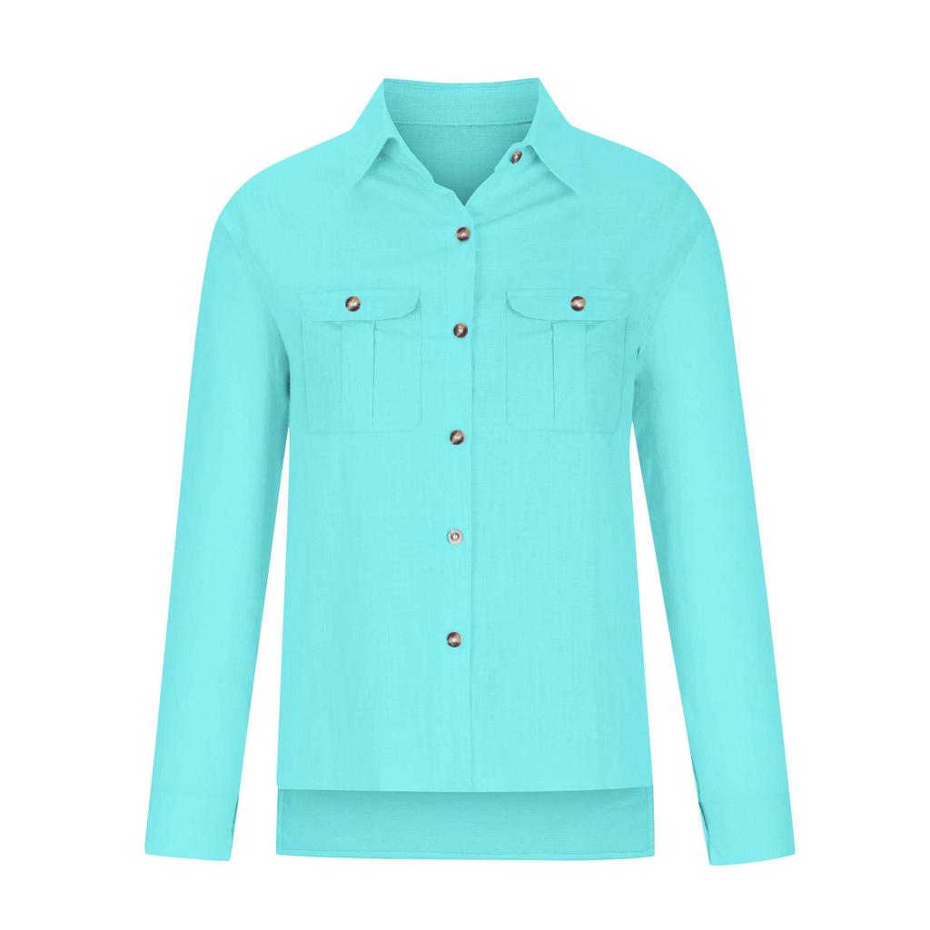 Women's Long Sleeve Button Color Loose Shirt Casual Large Size Shirt