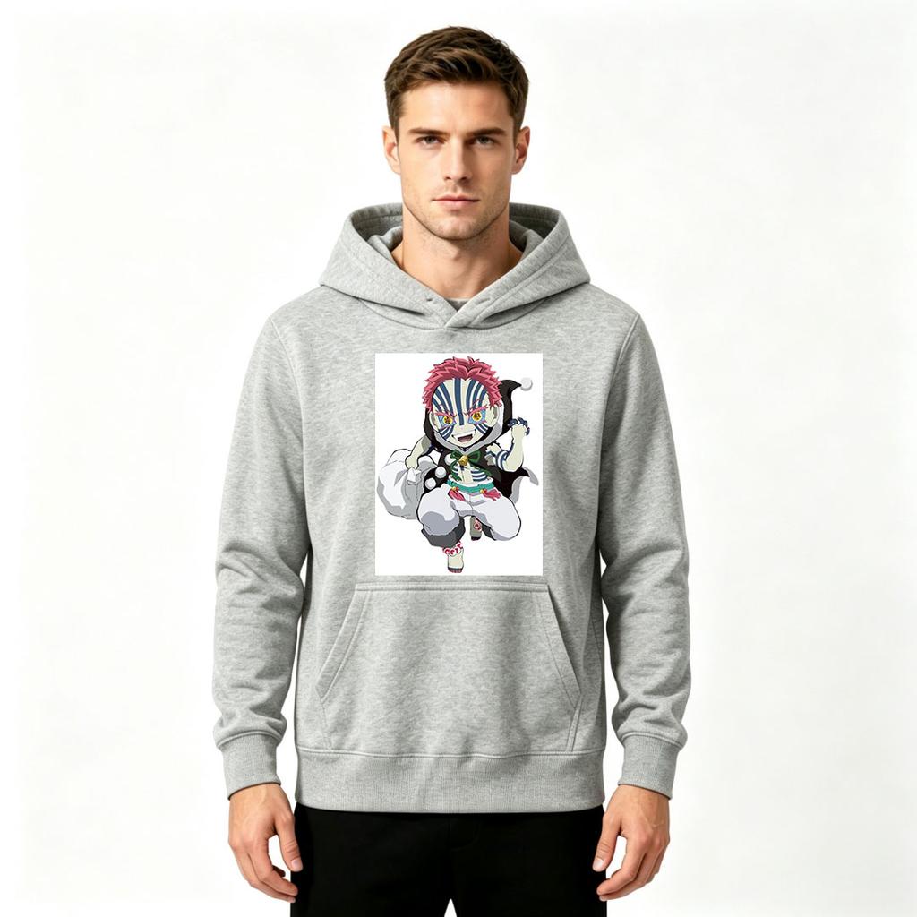 Men Anime Printed Pullover Hoodie Casual Long Sleeve Warm Sweatshirt for Daily Wear