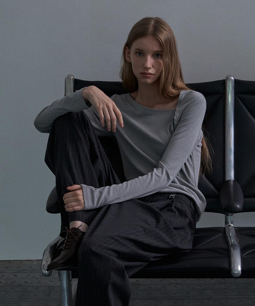 NON AND NON Unbalance Neck Slim T-Shirt_Nfts5275