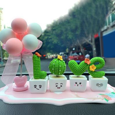 4 Stück/Set Mini Topfkaktus Ornament Cartoon Ausdruck LIEBE Form Kaktus Pflanzgefäß