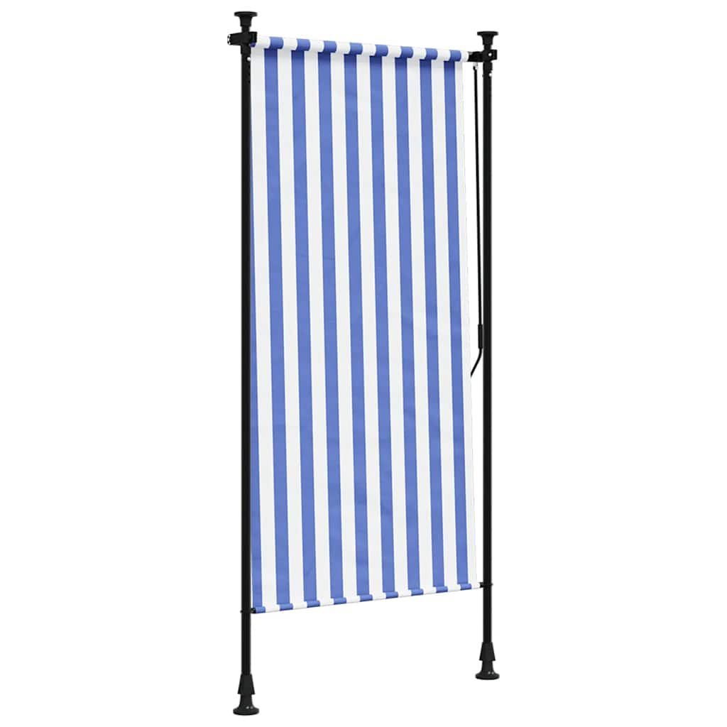 Vidaxl External Roller Blind, Blue-White, 100X270 Cm, Fabric And Steel