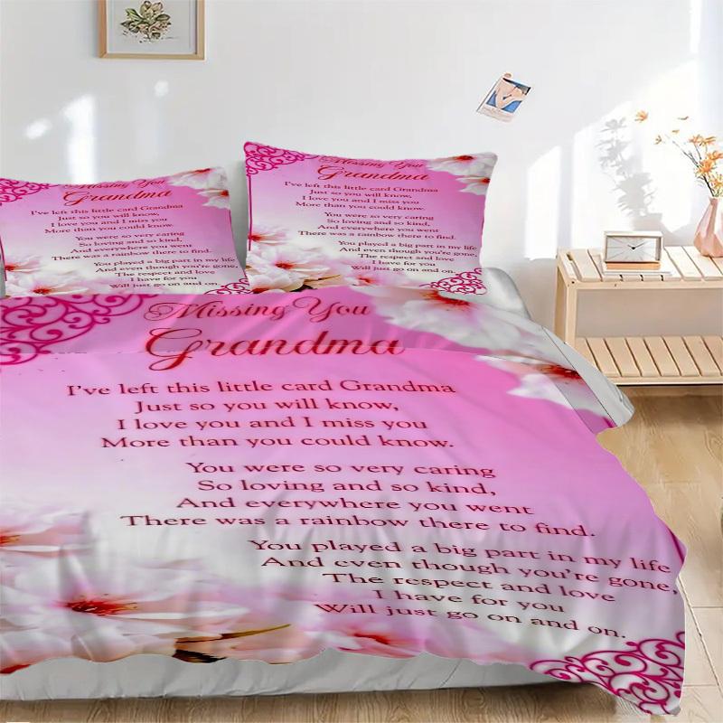 

3PCs Grandparent Love Design Cover Set, Breathable Fabric, Machine Washable (1 Duvet Cover + 2 Pillowcases) (Without Quilt) yy250911160 135x200cm