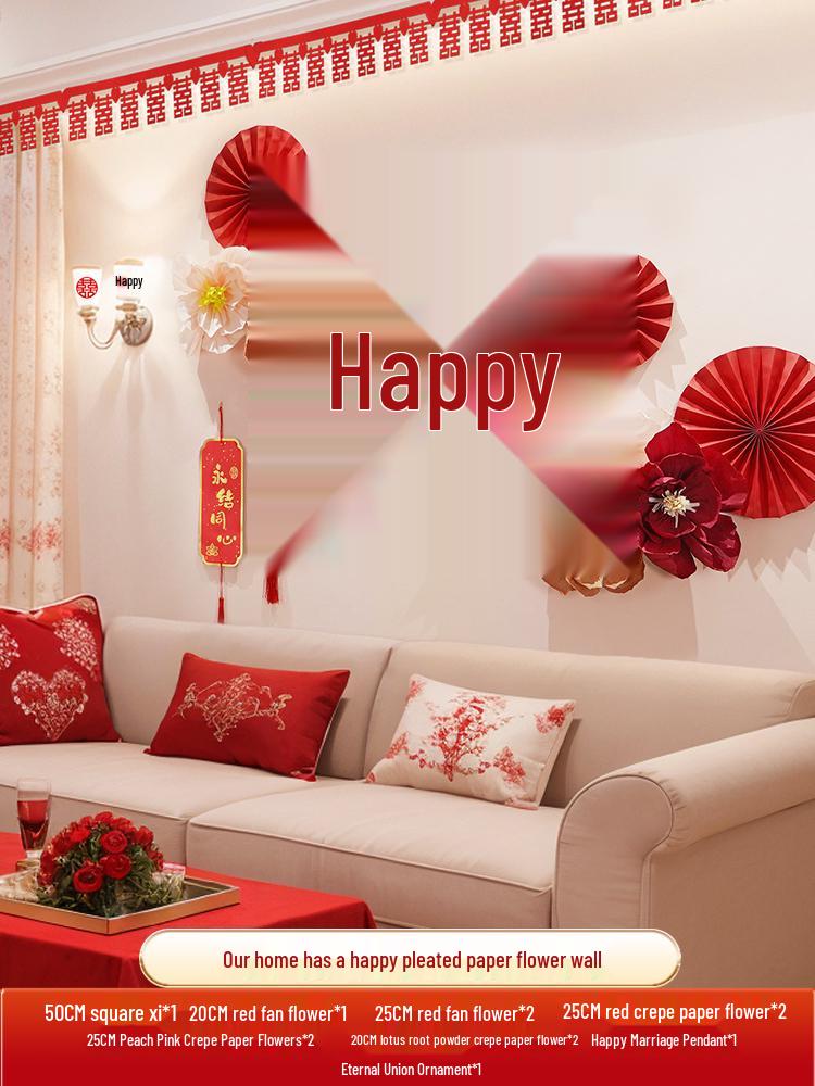 Wedding Decoration Set for Groom's New Home: Living Room TV Wall & Flower Decor