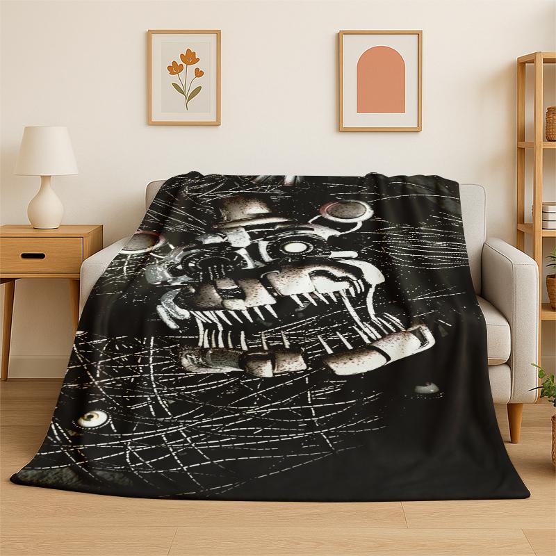 

Classic F-FNAF Horror Game Freddy Flannel Blanket Soft Warm Throw Blanket for Bedroom Living Room Bed Travel Camping Picnic 75x90cm