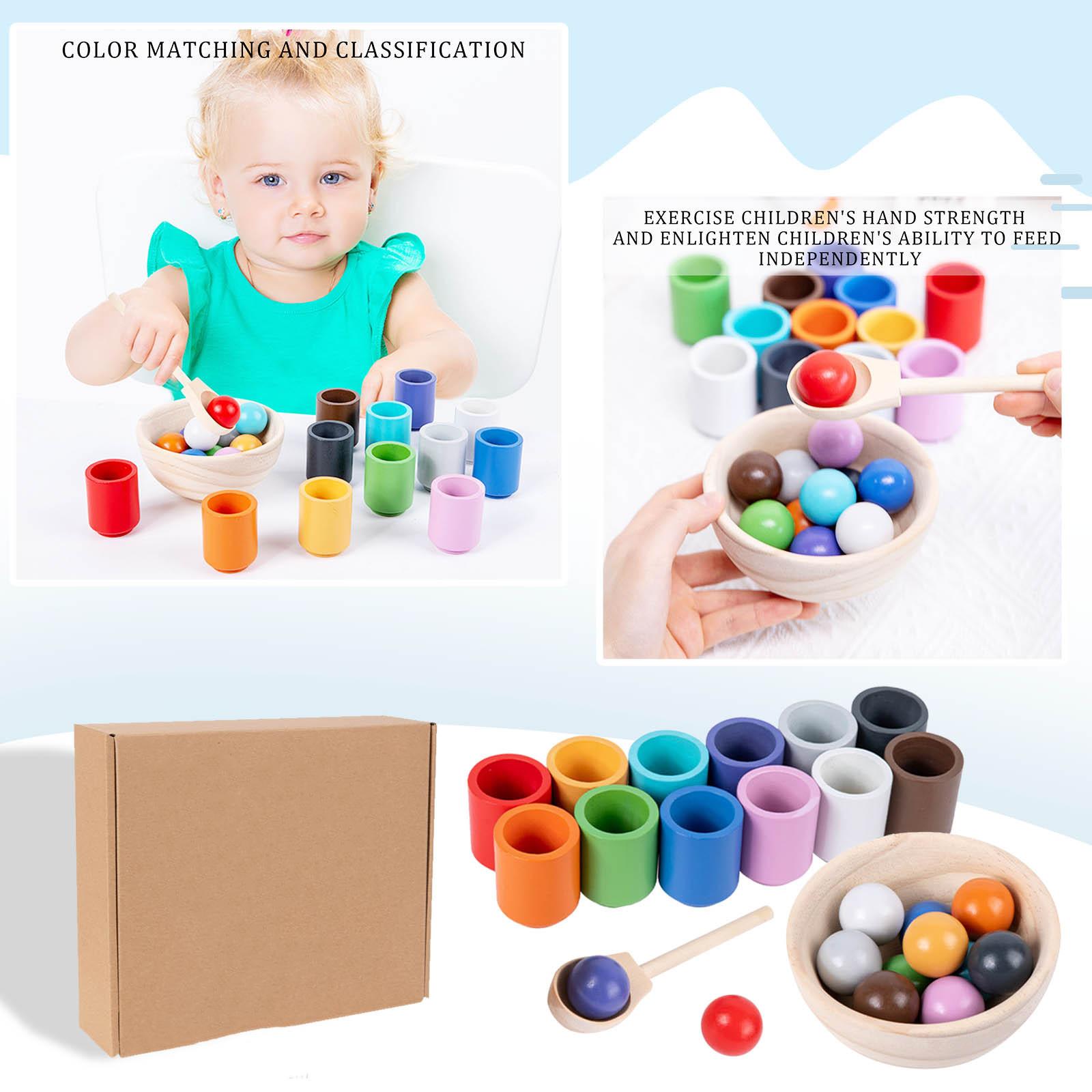

Balls In Cups Toy Wooden Sorter Game 12 Balls 30 Mm Age 1+ Color Sorting And Counting Preschool Learning Education One Size