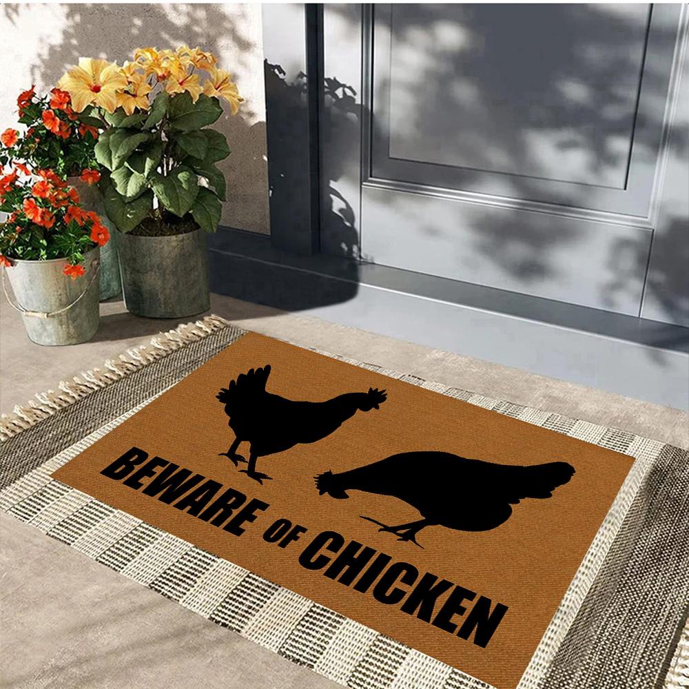 Pas op voor Kip Deurmat Rubber Badkamer Keukenmat Tuin Garage Deur Vloermat Antislip Tapijt Entree Kleed 90cmx60cm