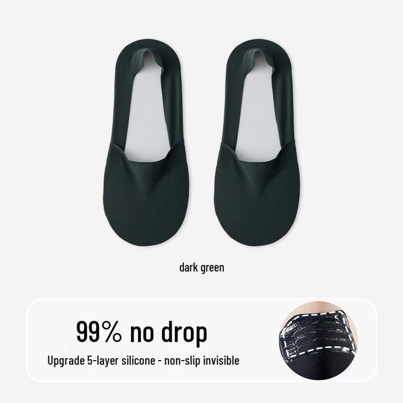 Men's Non-Slip No-Show Boat Socks, Pure Cotton, Seamless Ice Silk, Low-Cut Invisible Design.