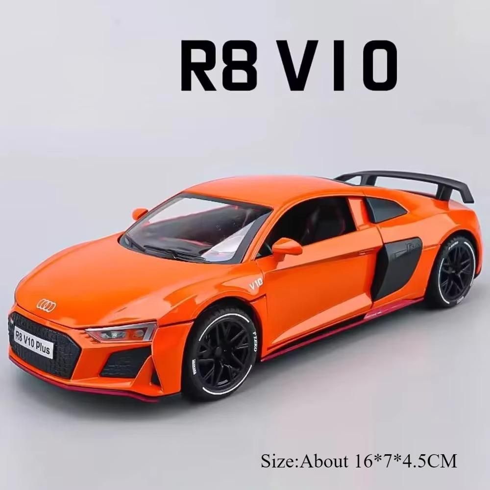 1:24 R8 V10 Plus Rs7 Car Model Diecast Alloy Toys 4 Doors Opened With Sound Light Pull Back Miniature Vehices Fashion Home Decor