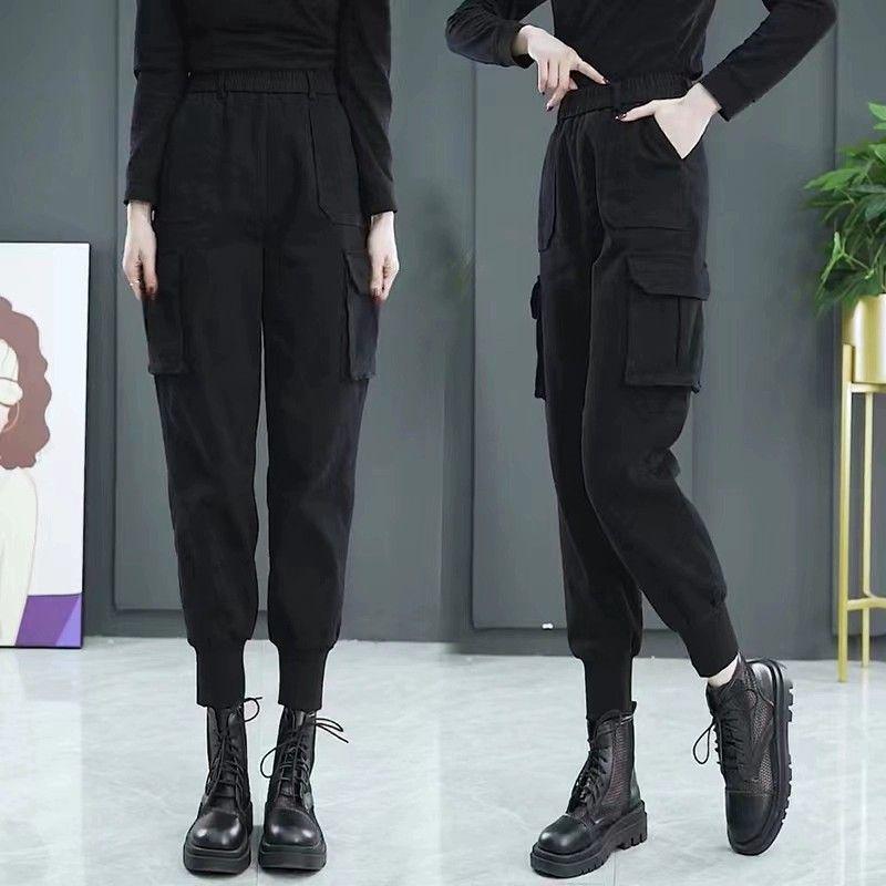 

Женские вельветовые брюки карго гаремы с высокой посадкой - Осень/Зима 2025 со шнурком и ботинками Мартинс. L: 100-120 jin