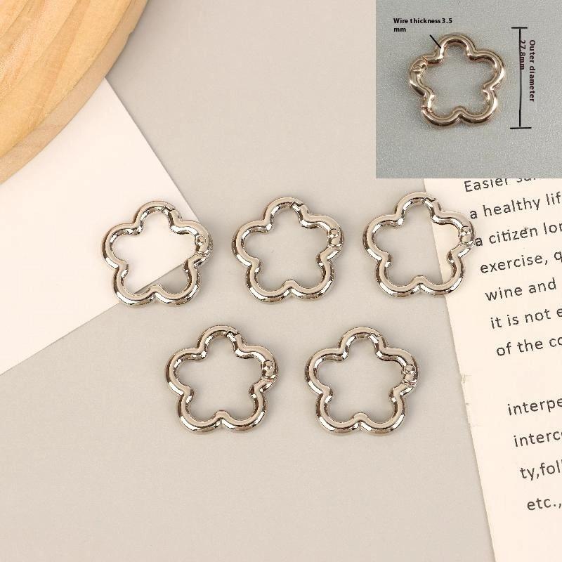5Pcs Star Duck Flower Shape Spring Ring Open Buckle Carabiner Snap Clip For Leather Bag Handbag Belt Strap Connector