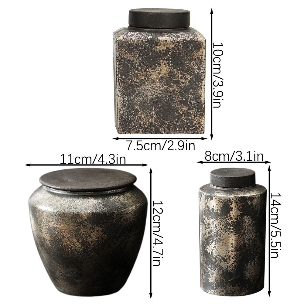 Hand-made Ceramic Tea Caddy Storage Container Vintage Ceramic Airtight Jar For Tea Lovers