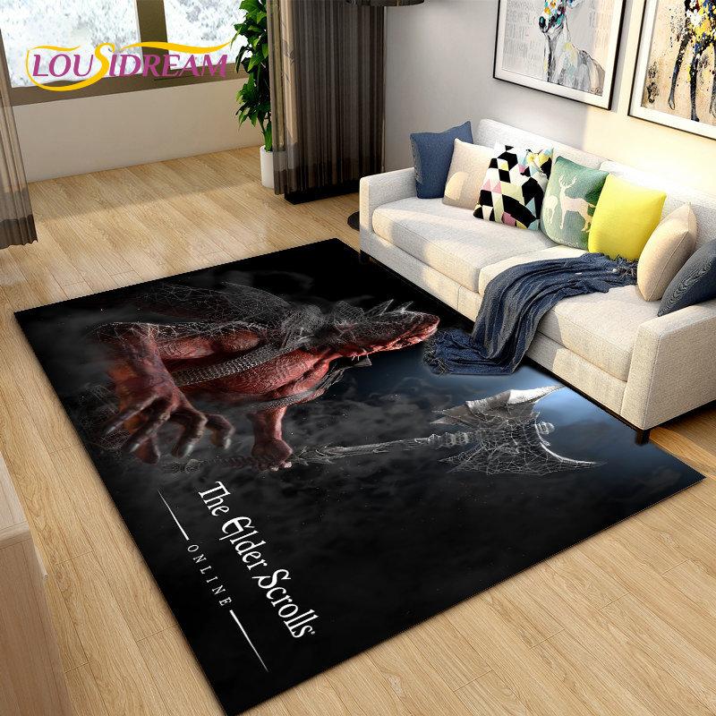 Alfombra grande para gamers de The Elder Scrolls, ideal para sala de estar, dormitorio, sofá, decoración, antideslizante para niños.