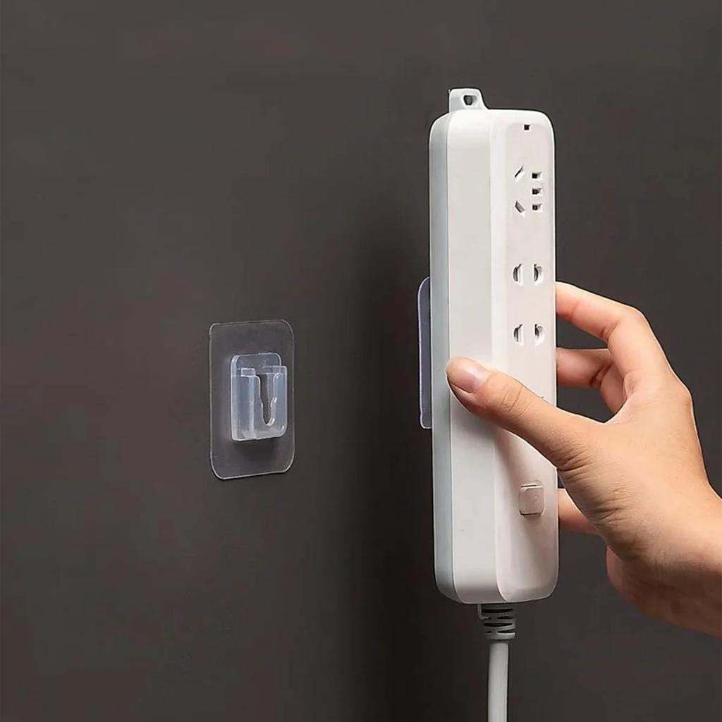 10pairs Wall Self Adhesive Hook Transparent Wire Shelf Wall Mount Sticker Double Sided Fixing Patch For Kitchen Bathroom Gadget