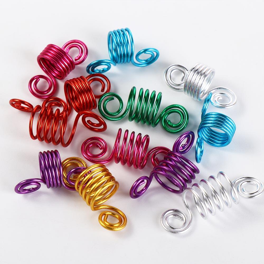 10Pcs DIY Dreadlocks Beads Hair Braids Cuffs Tubes Hair Accessories Spring Hair Rings African