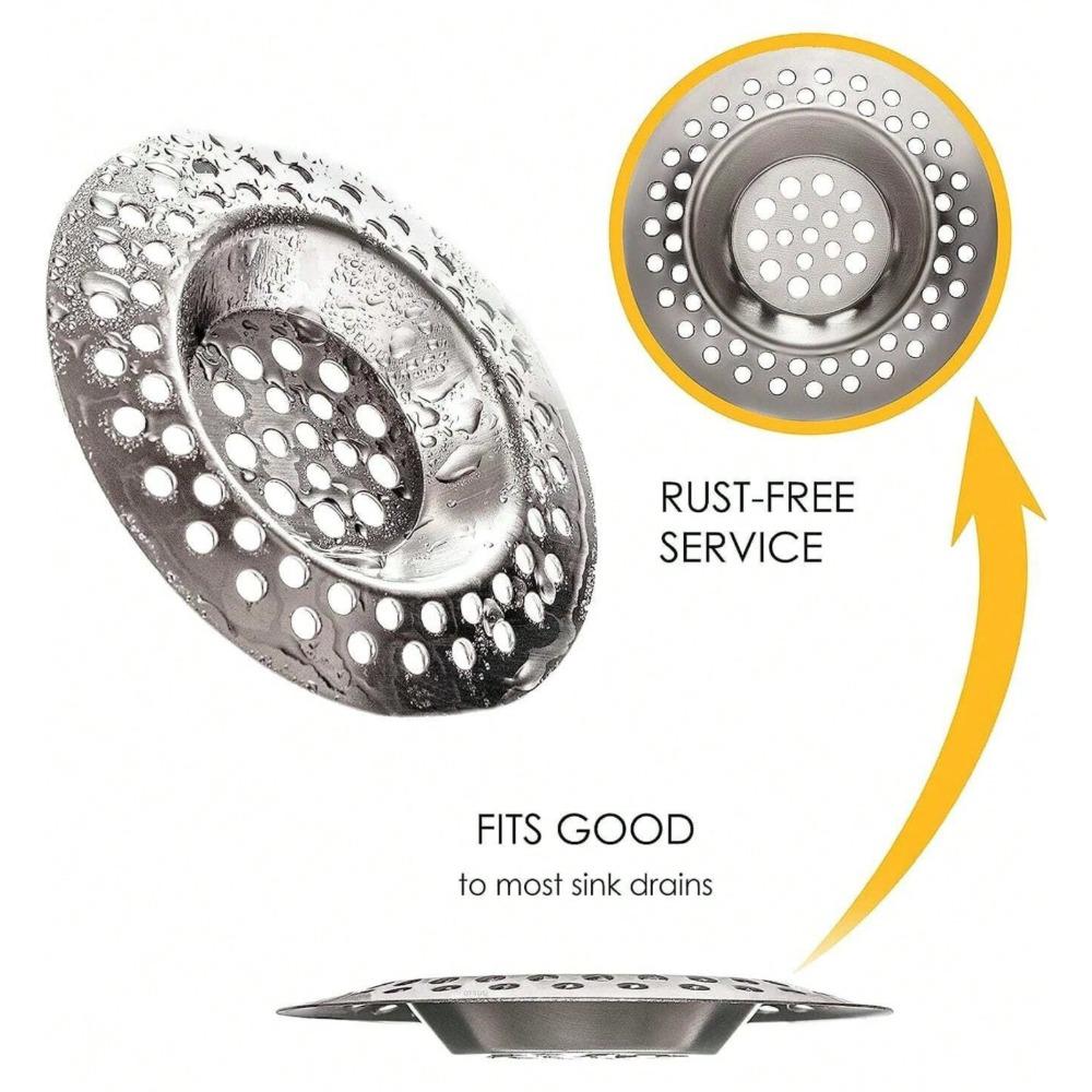 2PCS Stainless Steel Bathtub Sink Drain Strainer Hair Catcher Anti Clogging Bathroom Kitchen Shower Drain Cove Sink Accessories