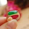 Simple Retro Natural Chalcedony Green Saddle Rings for Women Retro Fashion Rectangle Ring Adjustable Banquet Jewelry Gifts