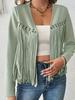 New Fringed Jacket with Faux Fur and Tassel Decoration, No Button Short Sleeve Women's Long Sleeve Cardigan Jacket