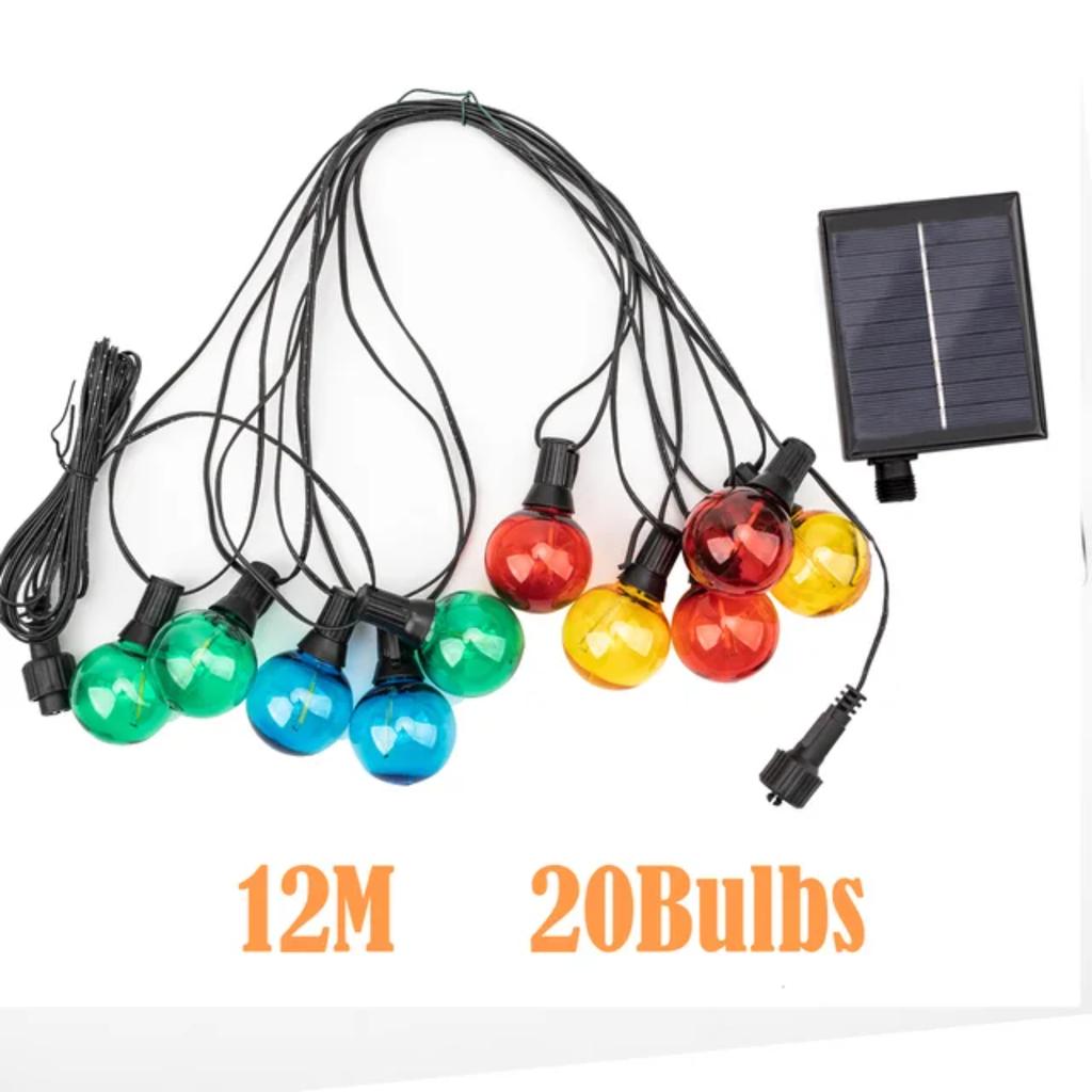 New Elegant 21M Solar Powered LED G40 Bulb Fairy String Lights for Garland Holiday Outdoor Garden Decor, Perfect for Romantic Ch