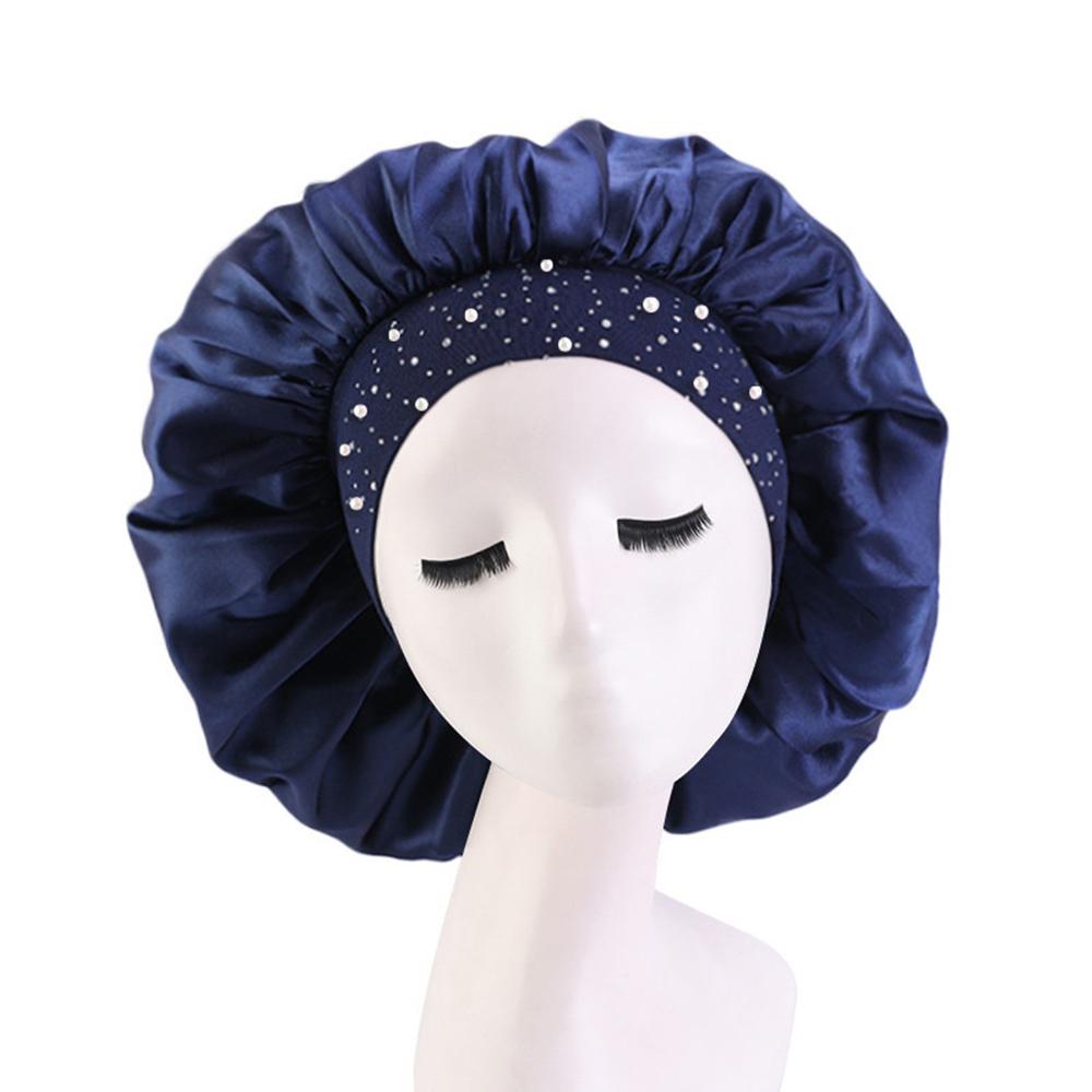 Satin-Schlafhaube Strass-Badekappe Damenhut Nacht-Haarpflege Salon Duschkopfband