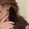 925 Sterling Silver Korean Version Fashionable Fresh Classic Heart Earrings Peach Heart Simple Fashion Retro Earrings Women's Earrings