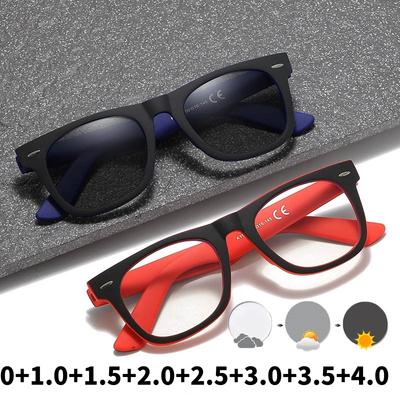 Fashion Vintage Photochromic Reading Glasses for Women Men Fashion New Square HD Eyeglasses Stylish Color Changing Sunglasses for Lady