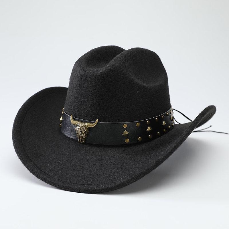 New Western cowboy hat, Tibetan wool top hat, men's and women's autumn/winter outdoor ox-head accessory, travel riding hat