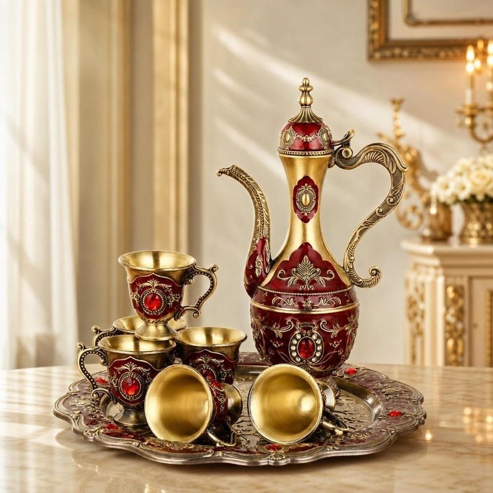 Set Teiera Multifunzionale Metallo Vintage Set Vino Set da Servizio Tè Set Tè Turco Casa